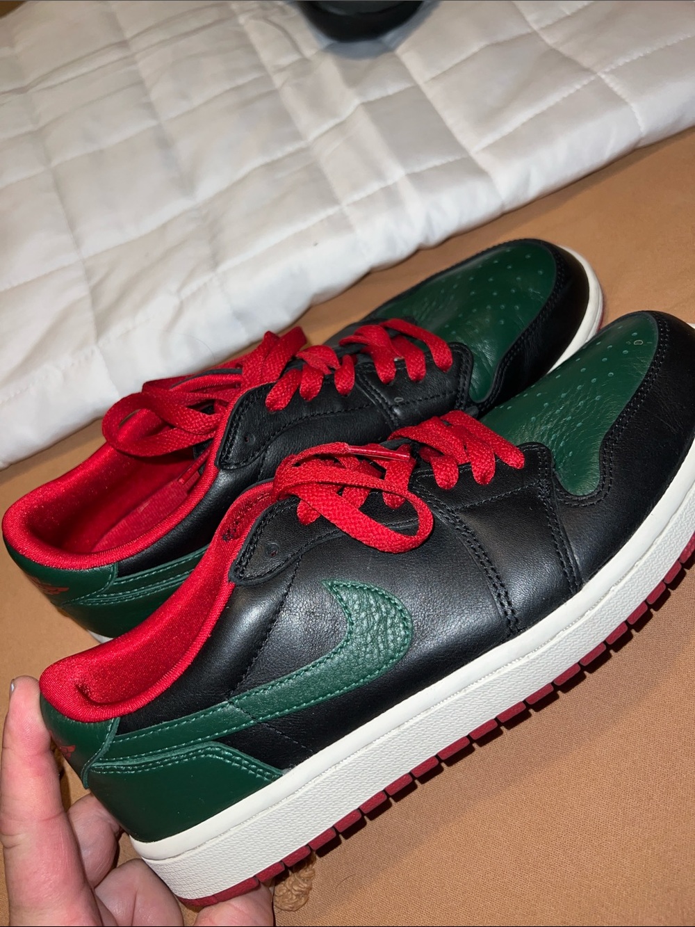 Nike Low-Top Sneakers in Black, Green & Red Jordan 1 Low OG : LIMITED EDITION